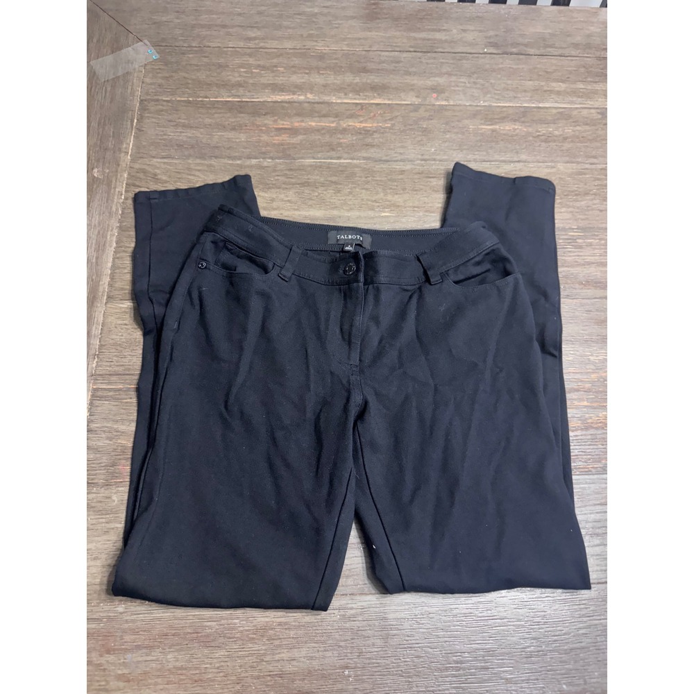 Talbots Womens Black Straight Leg Stretch Pants Size 4 Casual Professional